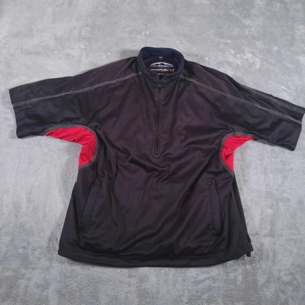 Sun Mountain Rain‎ Shirt Mens Large Black Rainflex LT 1/2 Zip Waterproof Golf
